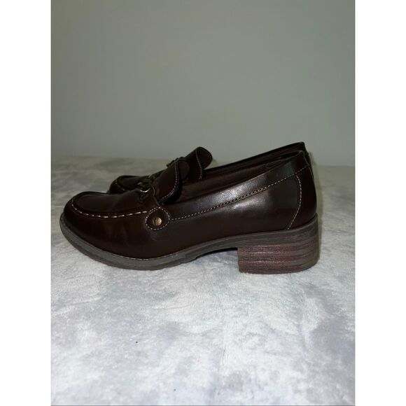 women’s Y2K chunky Leather Block Heel Loafers 10 - Picture 4 of 9